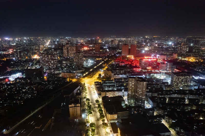 航拍保定夜景