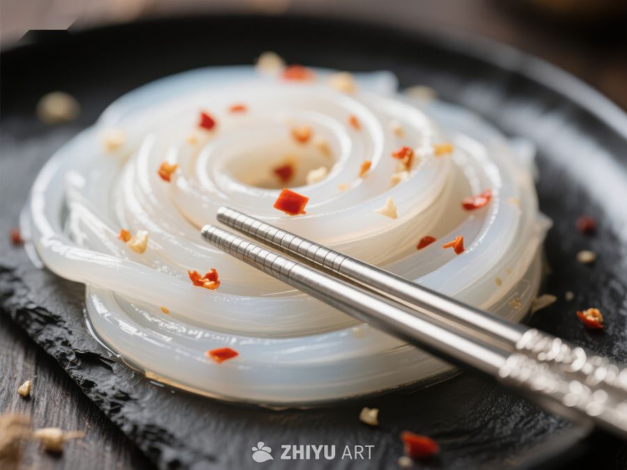 透明米粉配辣椒，筷子点缀 1474