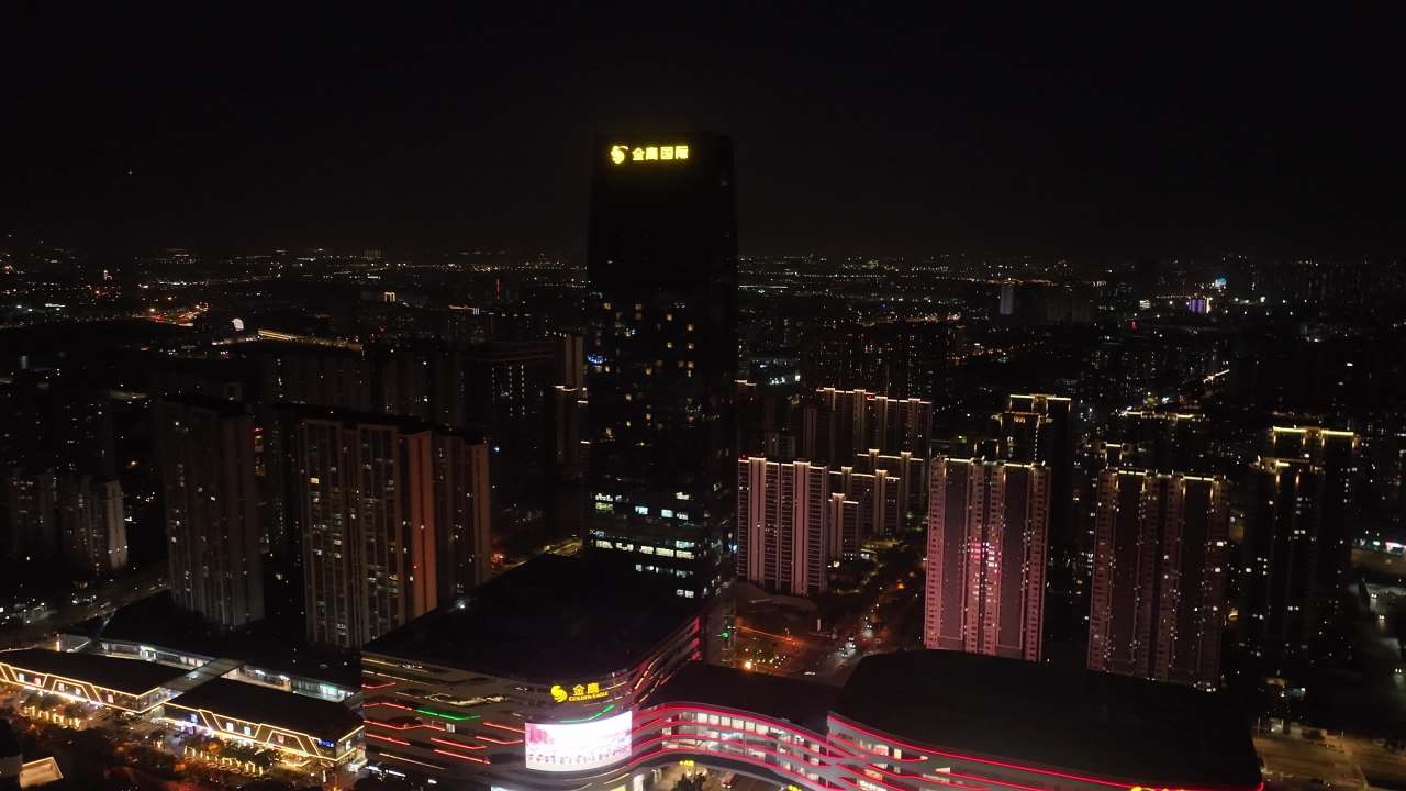 4K航拍昆山城市夜景璀璨灯光风光建筑 4