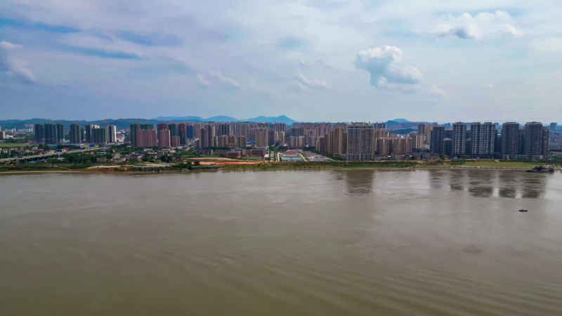 湖北鄂州城市风光航拍摄影图