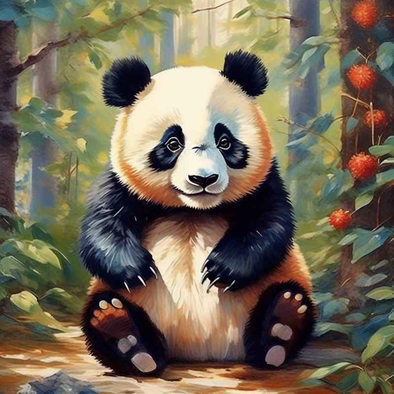 可爱熊猫插画简约风格 2