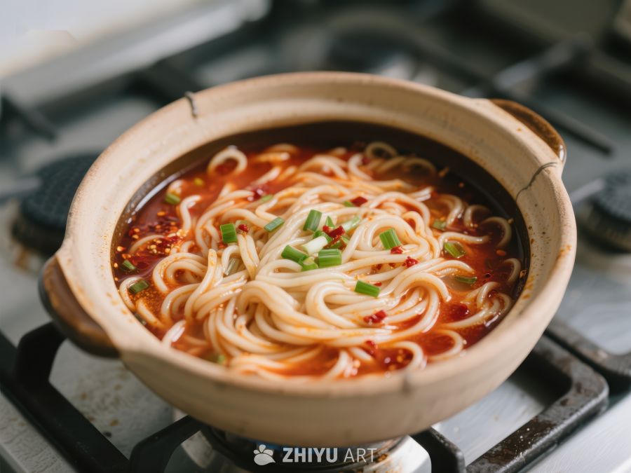 热气腾腾的红油面碗 511