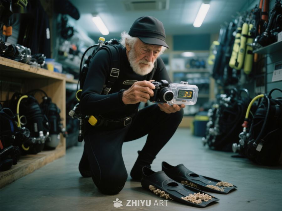 潜水员在店内检查装备 698