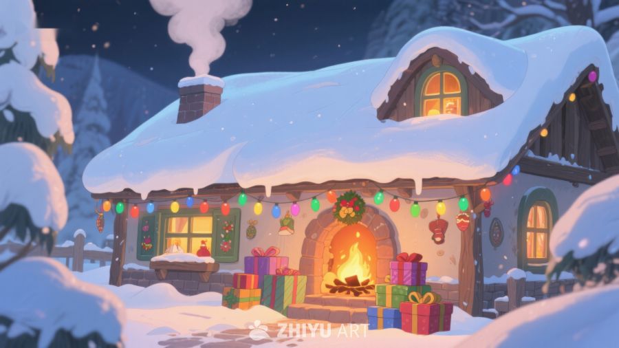 雪夜温馨小屋 398