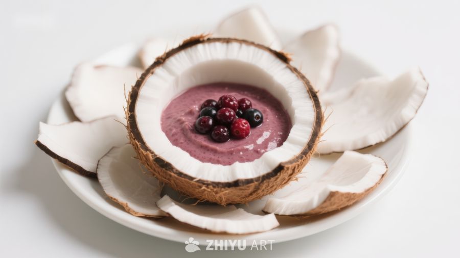 椰壳中的莓果奶昔 1096