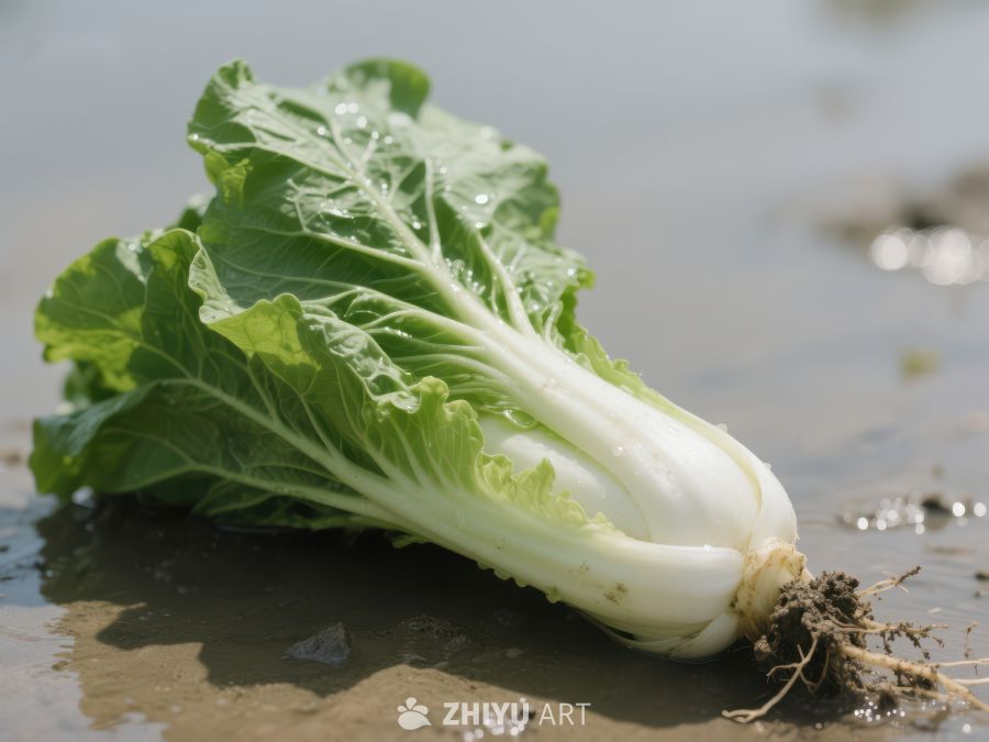 新鲜白菜静置泥土之上 413