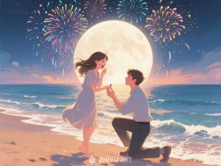 海边月下求婚，烟花绽放 242