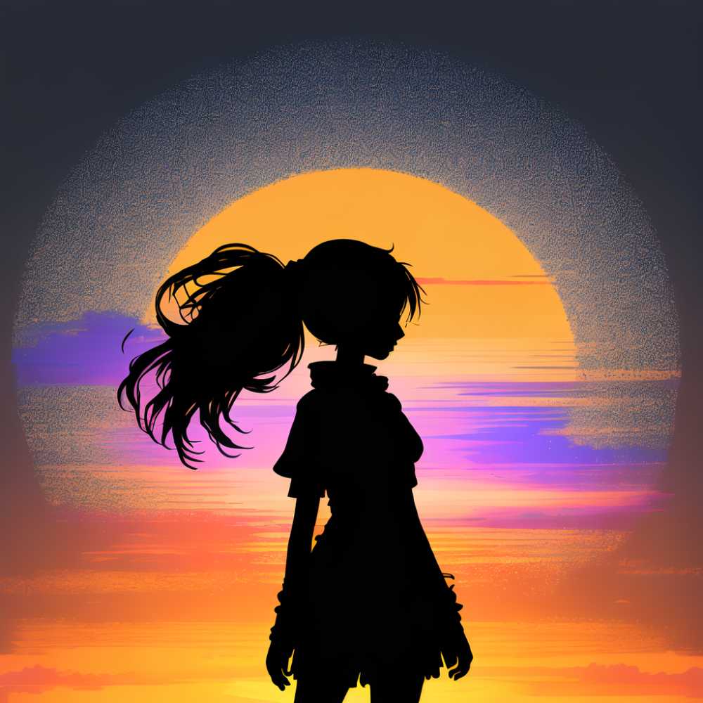 剪影落日少妇