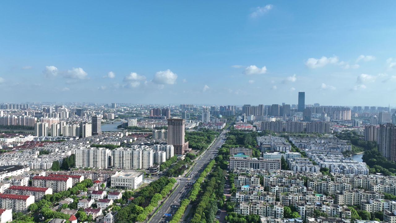 4K航拍城市大景夕阳建筑