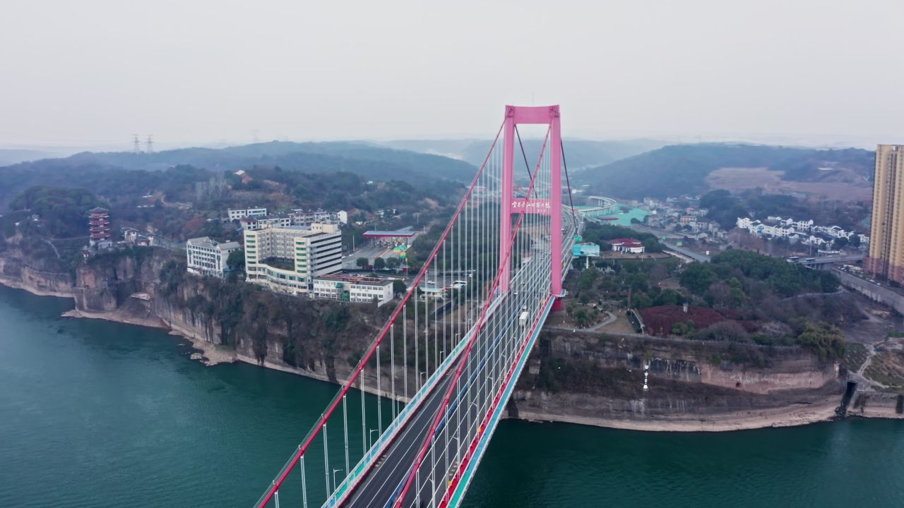 湖北宜昌长江公路大桥航拍