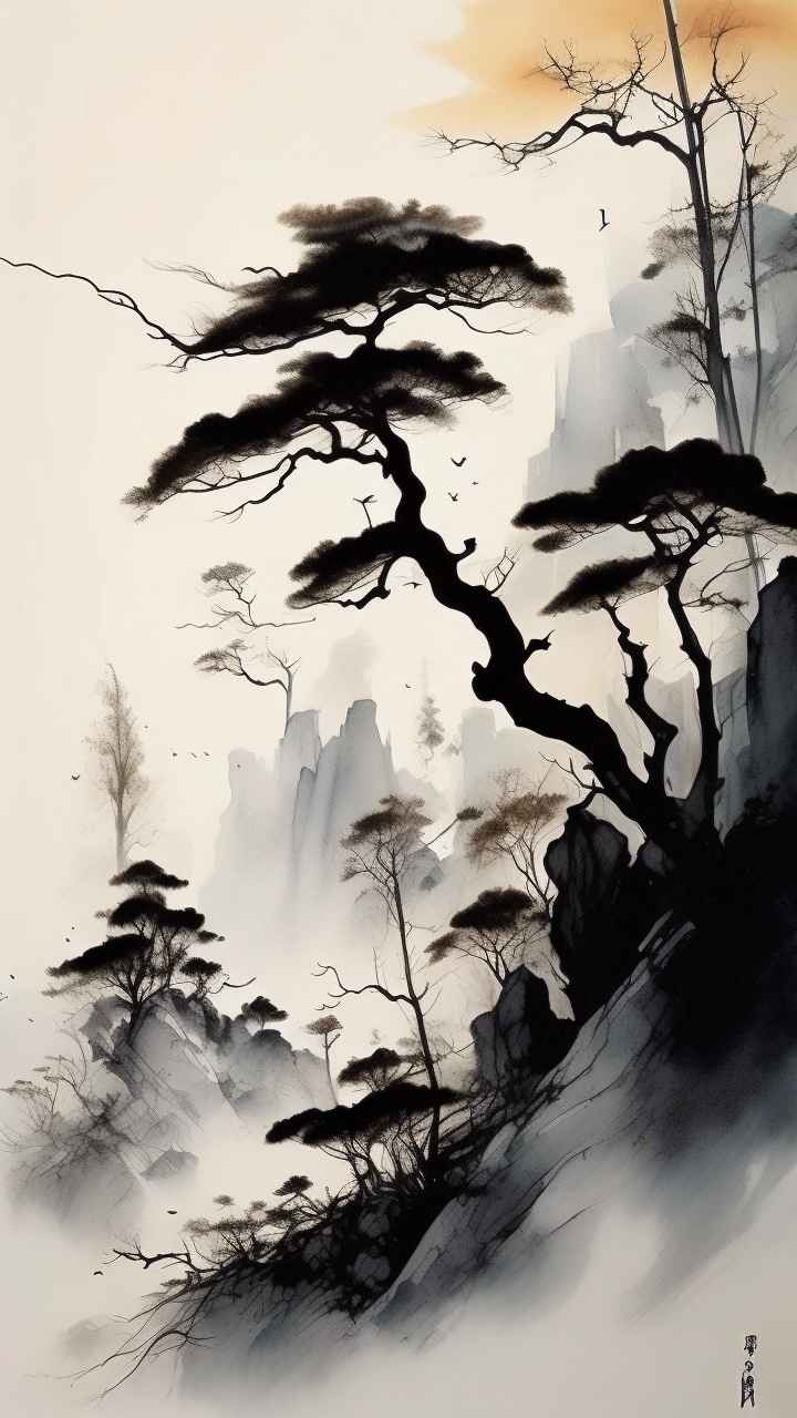 古风山水画唯美背景图 72