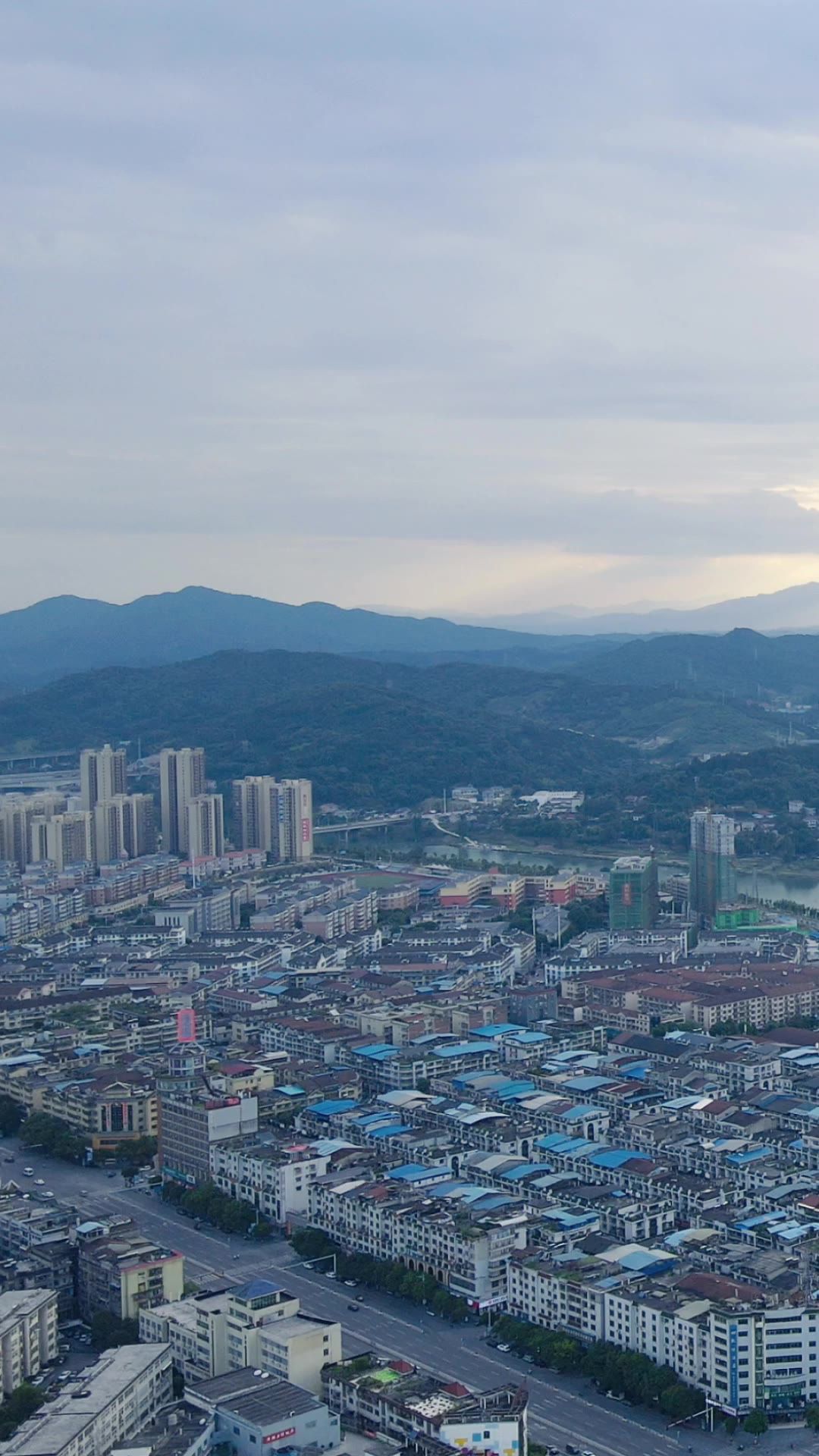 城市航拍湖南怀化城市全景