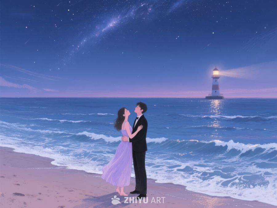 星空下的海边情侣 885