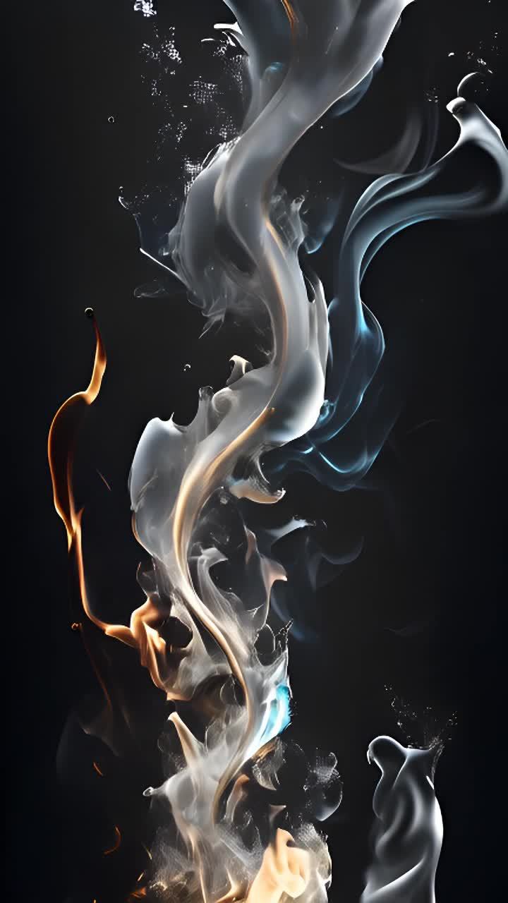 烟雾缭绕上升，金色火焰舞动。