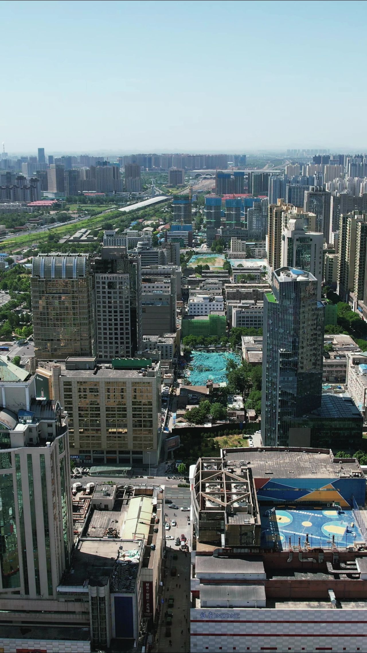 河北石家庄城市风光竖屏航拍 