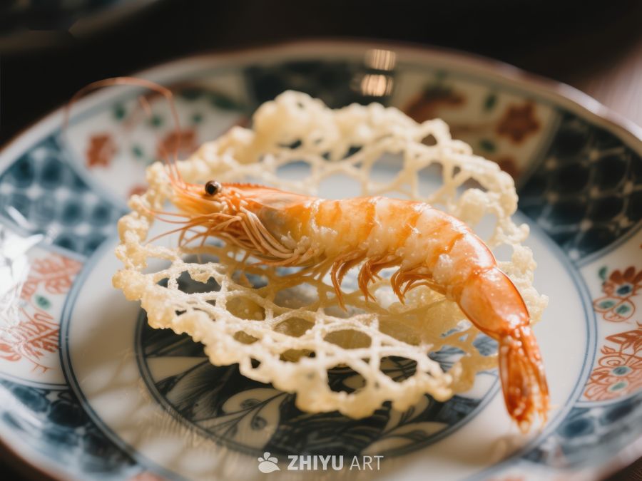 精致虾料理配以金丝面饼 532