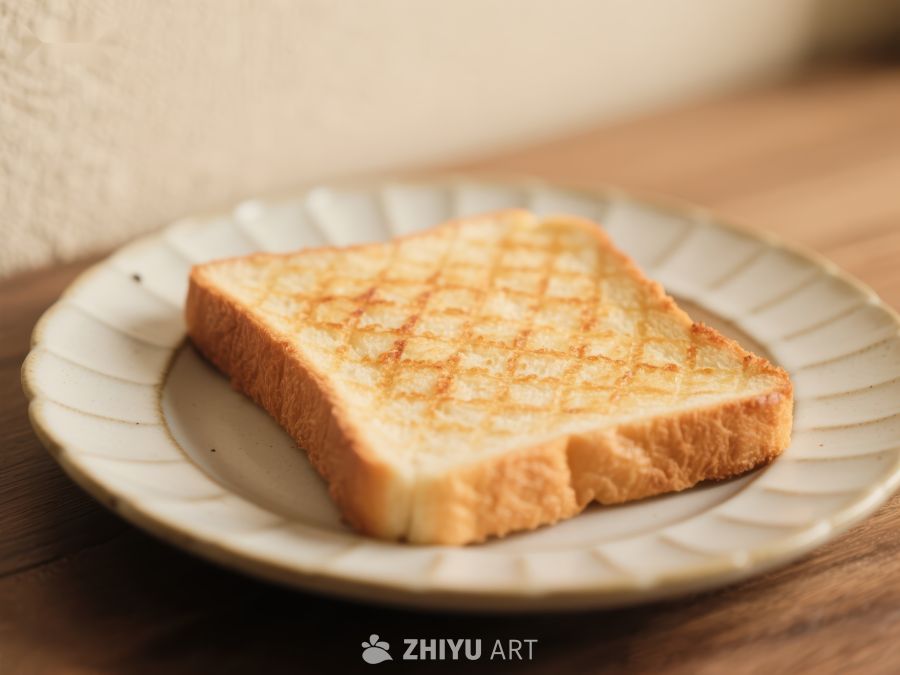 烤面包片置于花纹盘上 292
