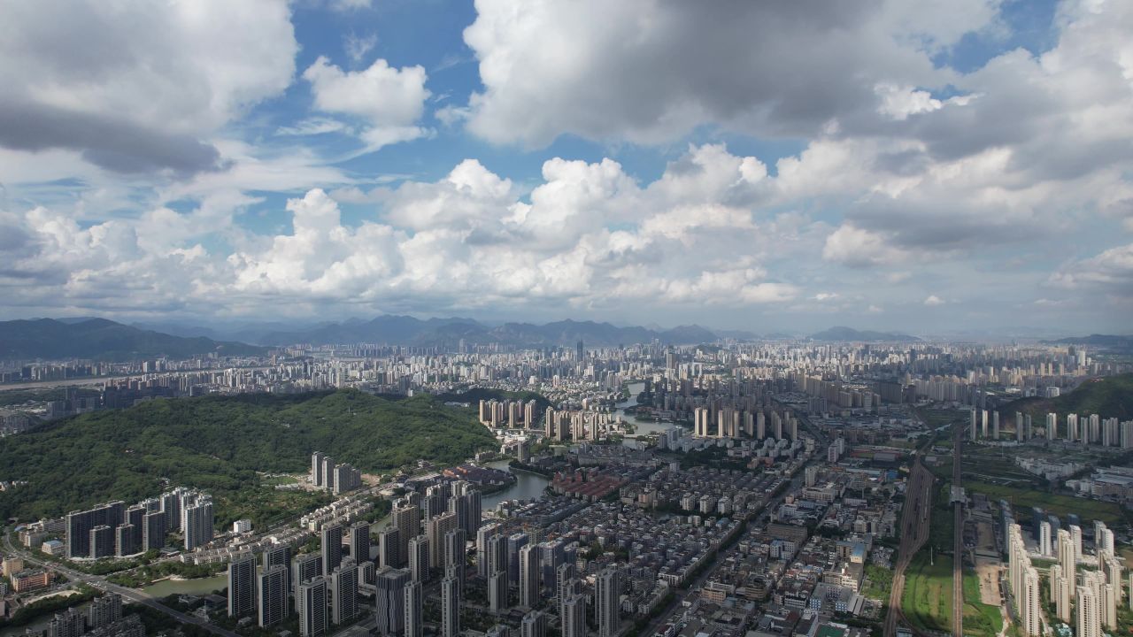 浙江温州城市风光航拍 