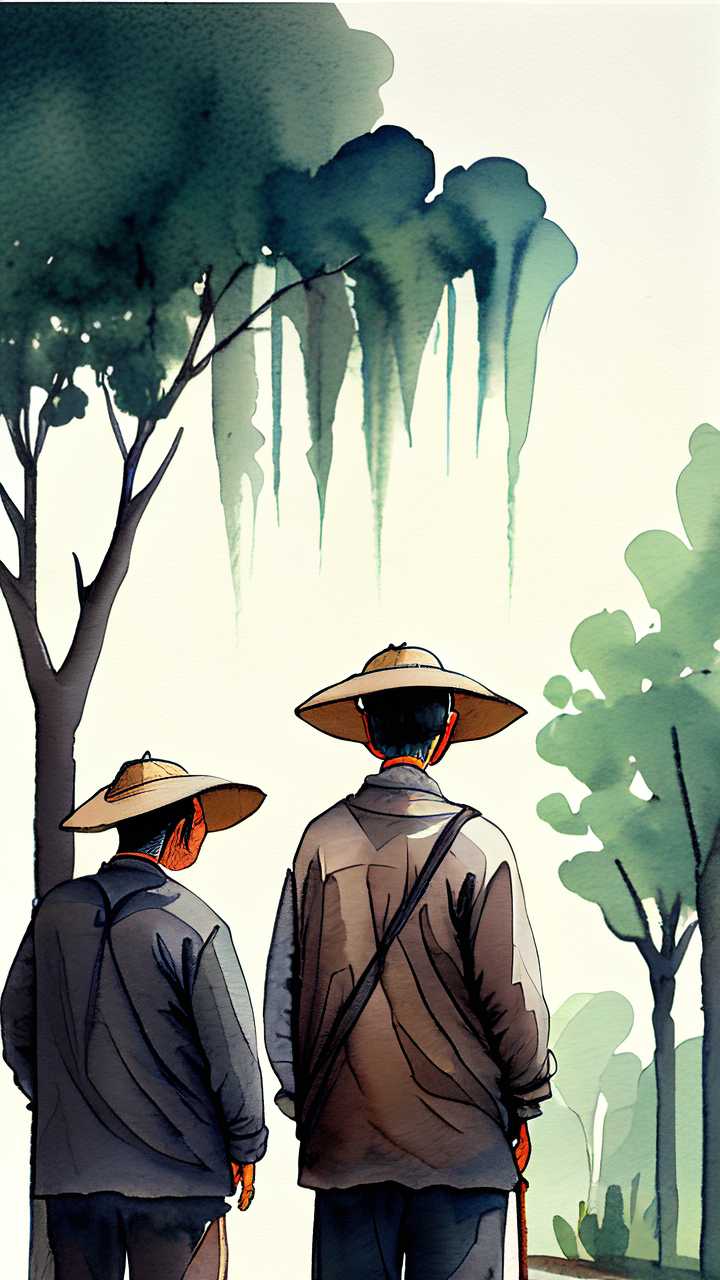 植树插画画面简约