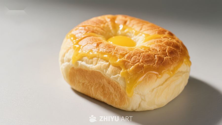 金黄流心面包特写