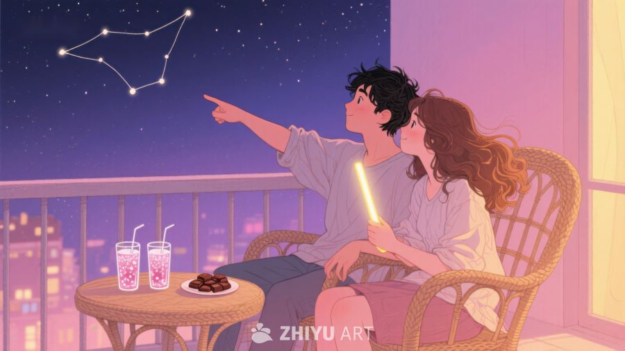 情侣夜观星空，温馨共度时光 248