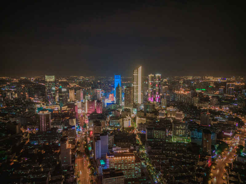 航拍 江苏 无锡 城市 夜景