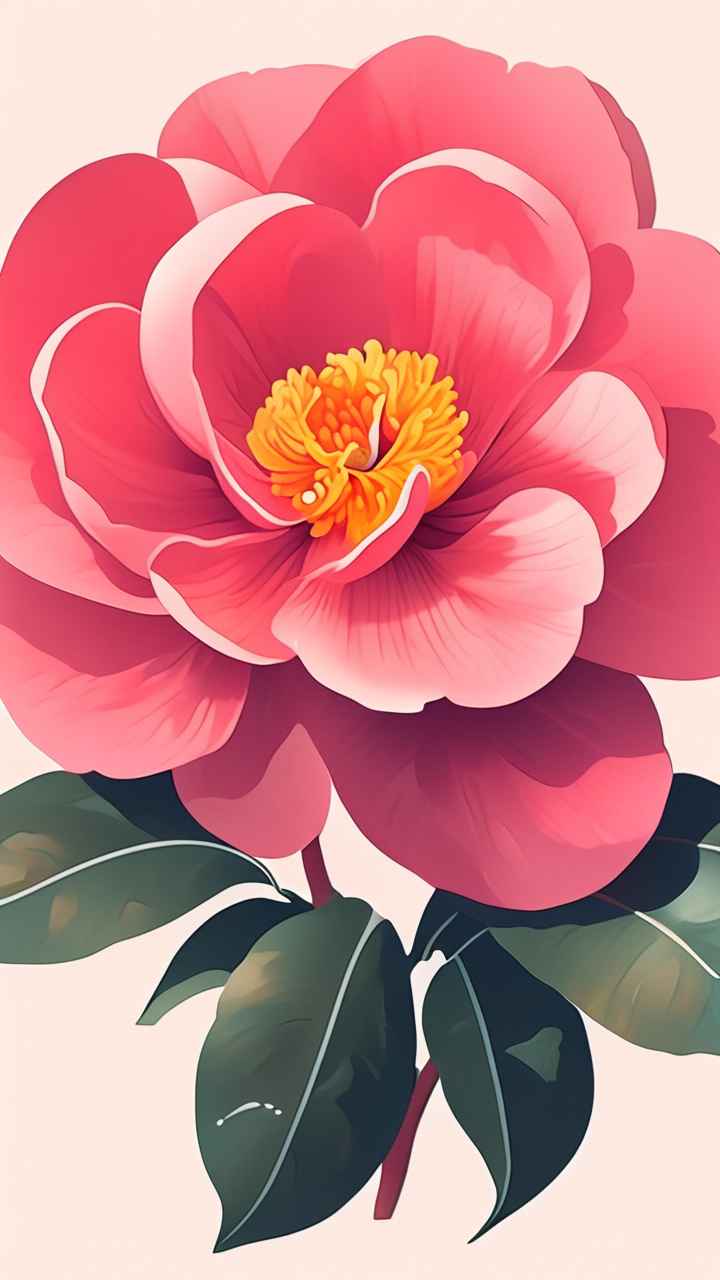 春季山茶花扁平插画 3