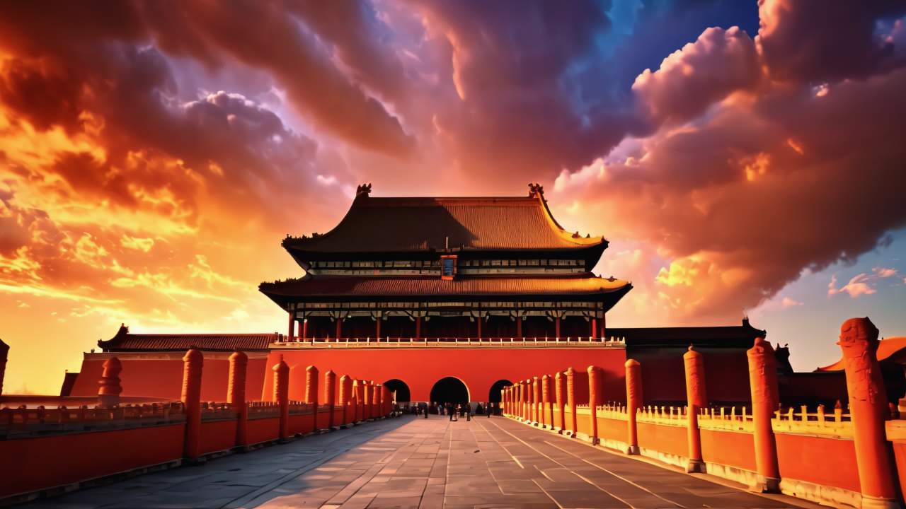 北京故宫博物院紫禁城皇城日出日落延时云海 24