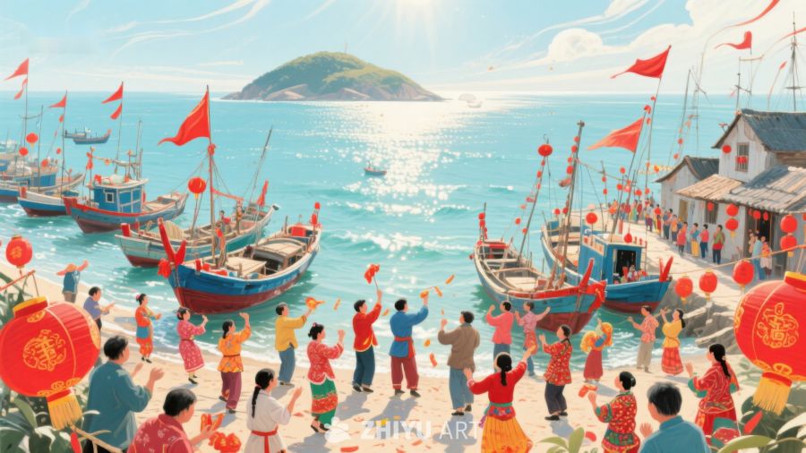 海边渔村欢庆节日 34