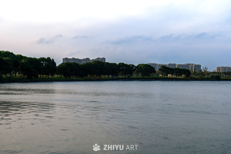 湖畔城市风光