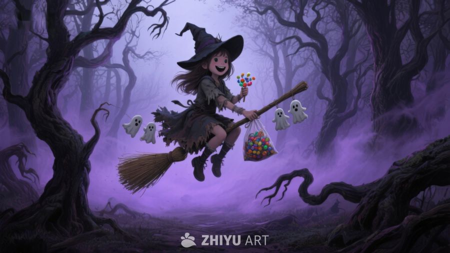 巫女骑帚穿越幽林