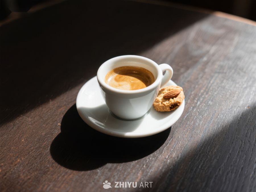 阳光下的咖啡与饼干