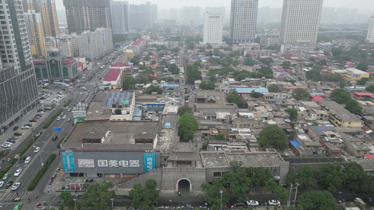航拍河北邯郸回车巷历史文化街区