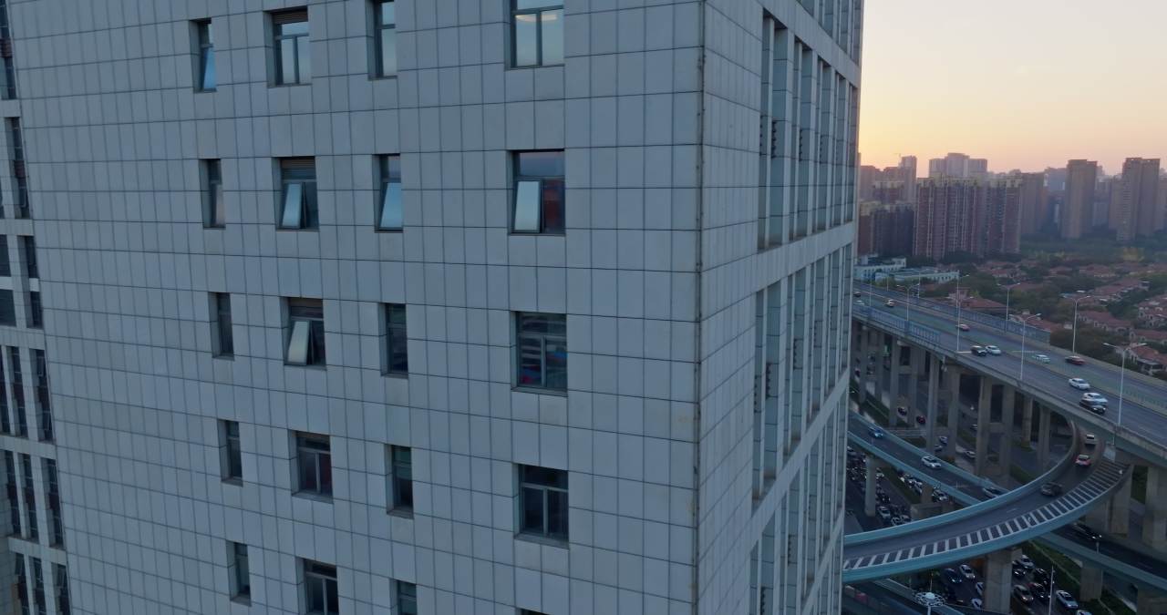 湖南长沙湘府路高架交通车流航拍 12