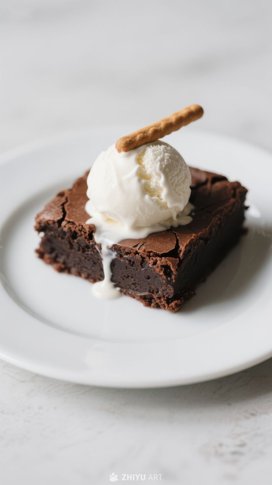 巧克力布朗尼配冰淇淋