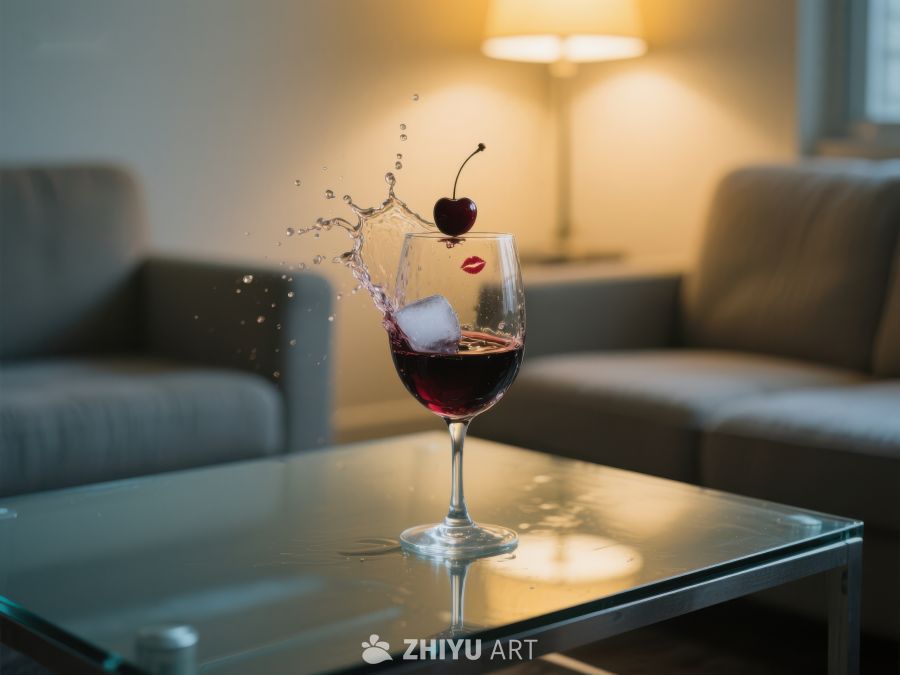 红酒杯中的樱桃飞溅瞬间 268
