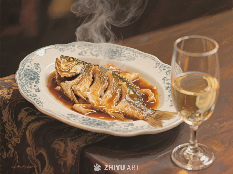 清蒸鱼配白葡萄酒 742