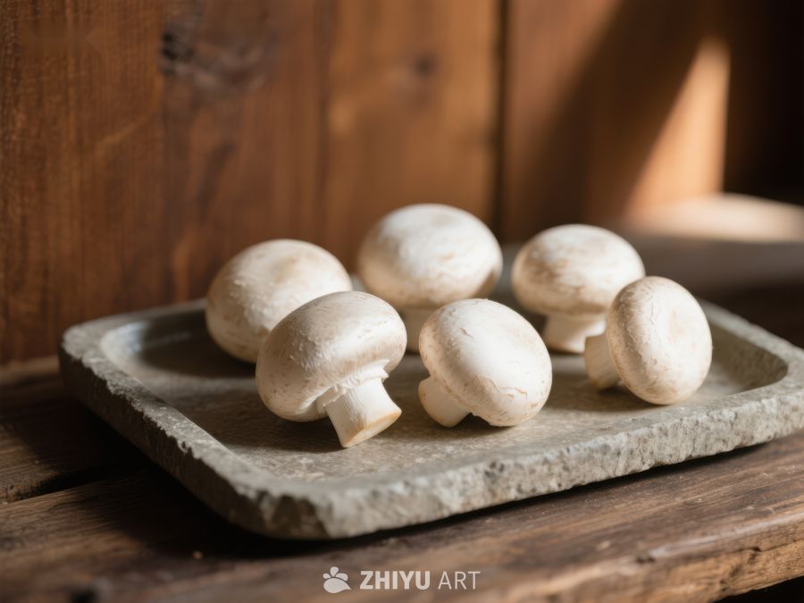 新鲜蘑菇置于石板上 263