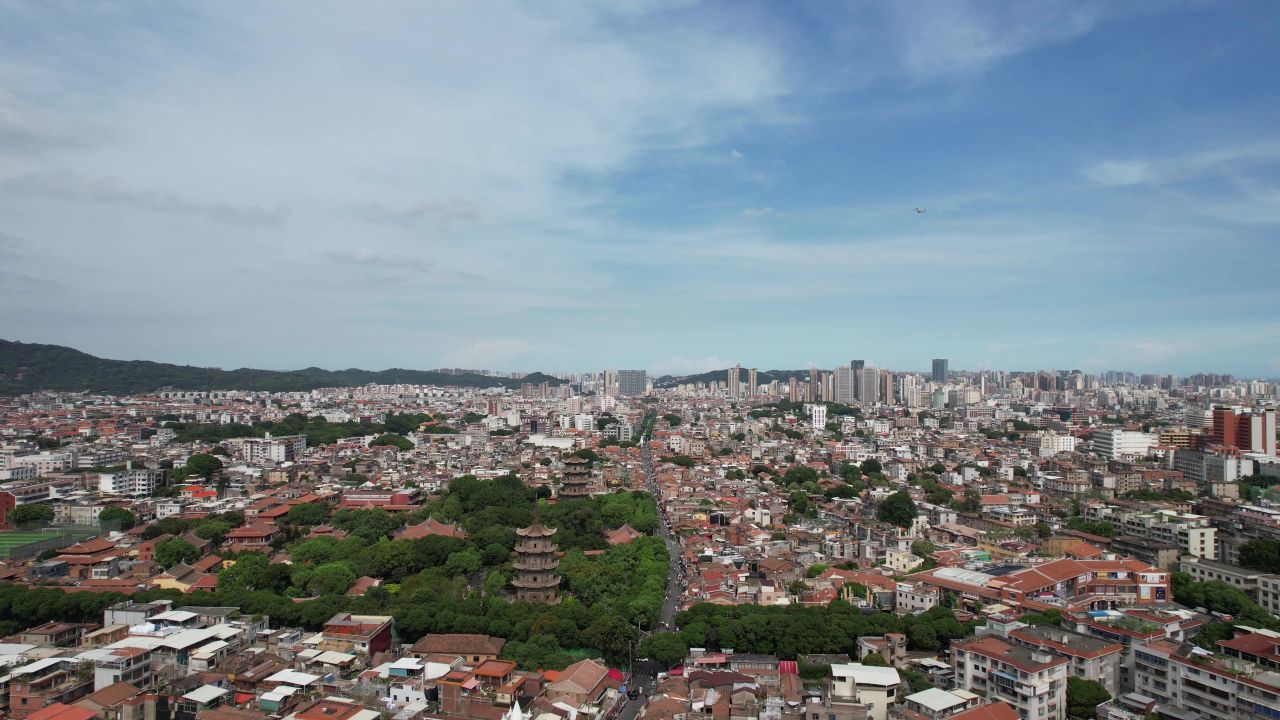 福建泉州城市风光航拍 