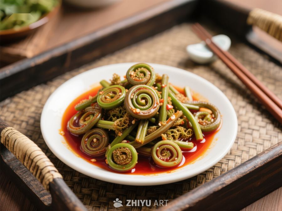 红油蕨根卷，传统中式凉菜 224