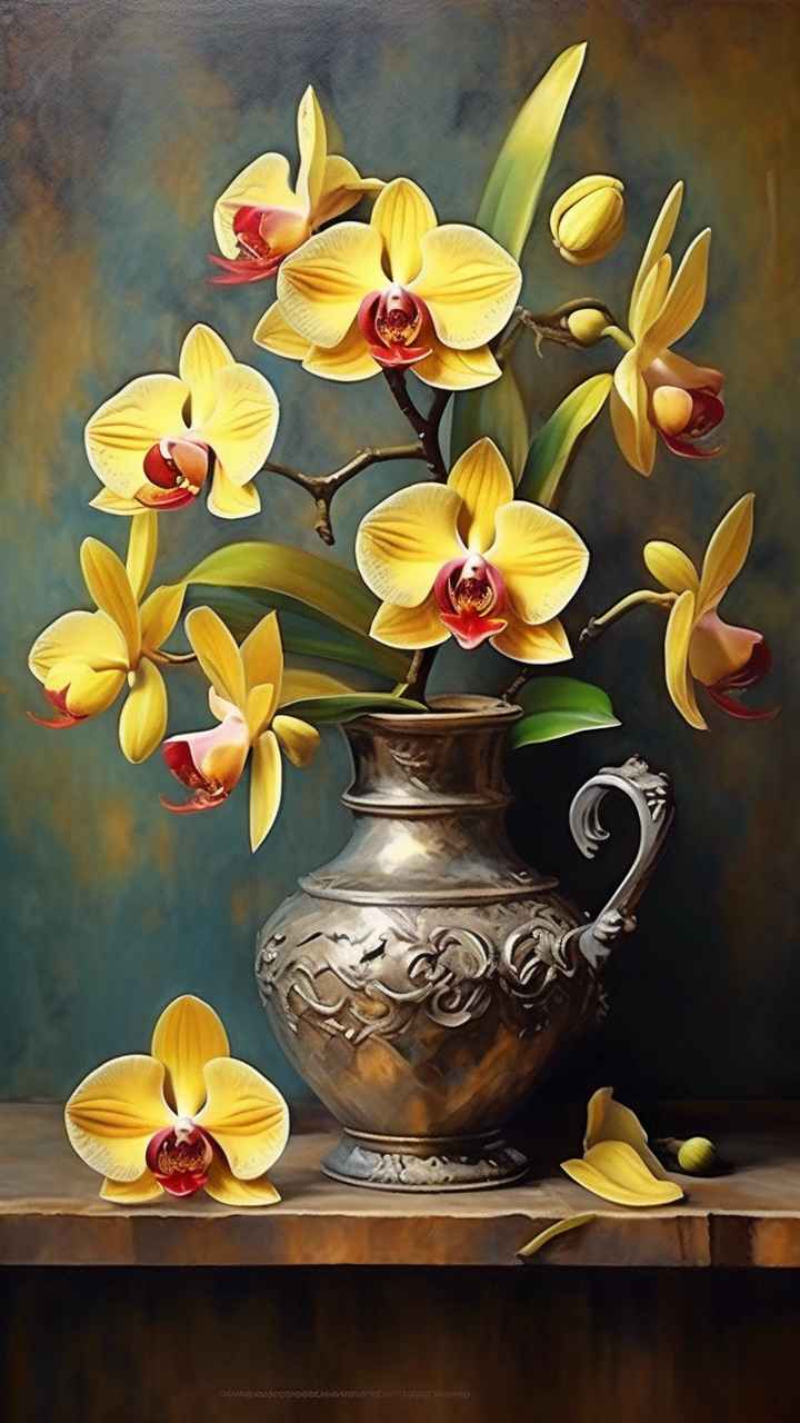 黄色兰花插画 23