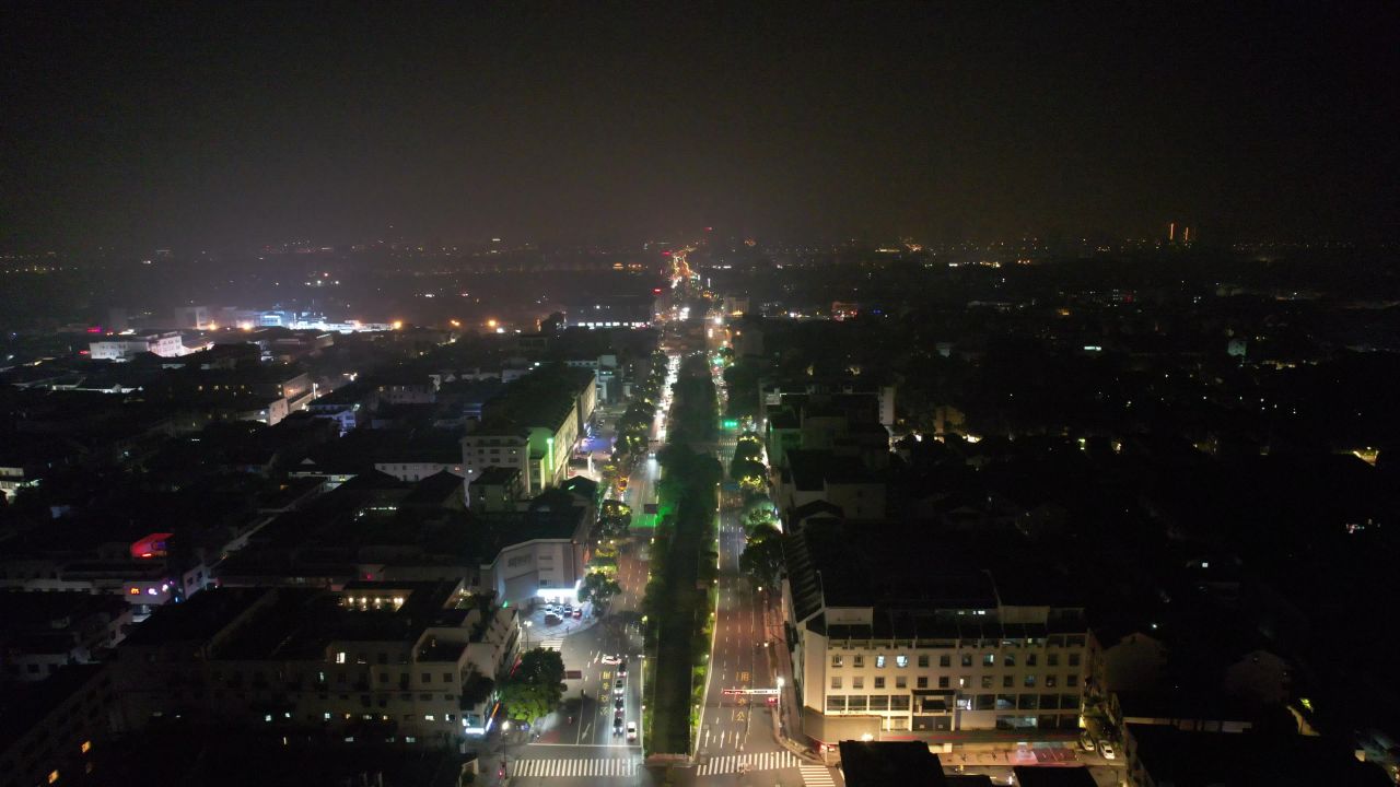 苏州人民大道 城市夜景交通车辆行驶航拍