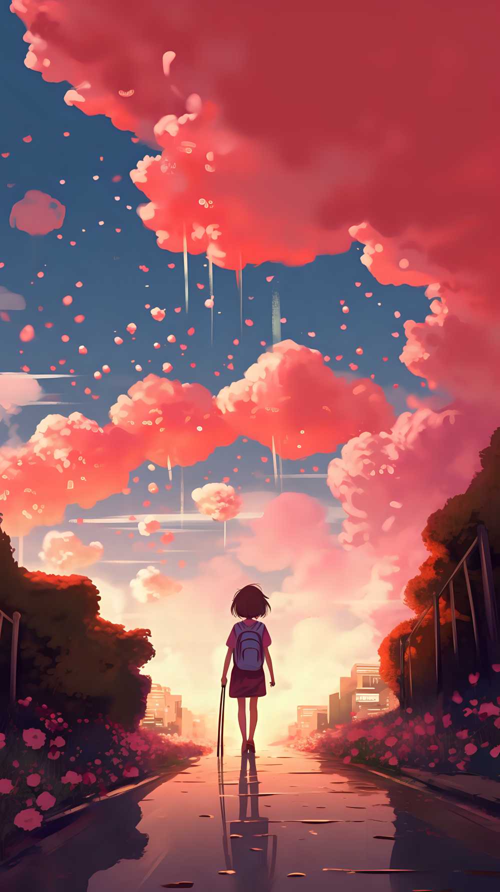 一个女孩的插图彩色的动画画面藤田戈罗的风格
