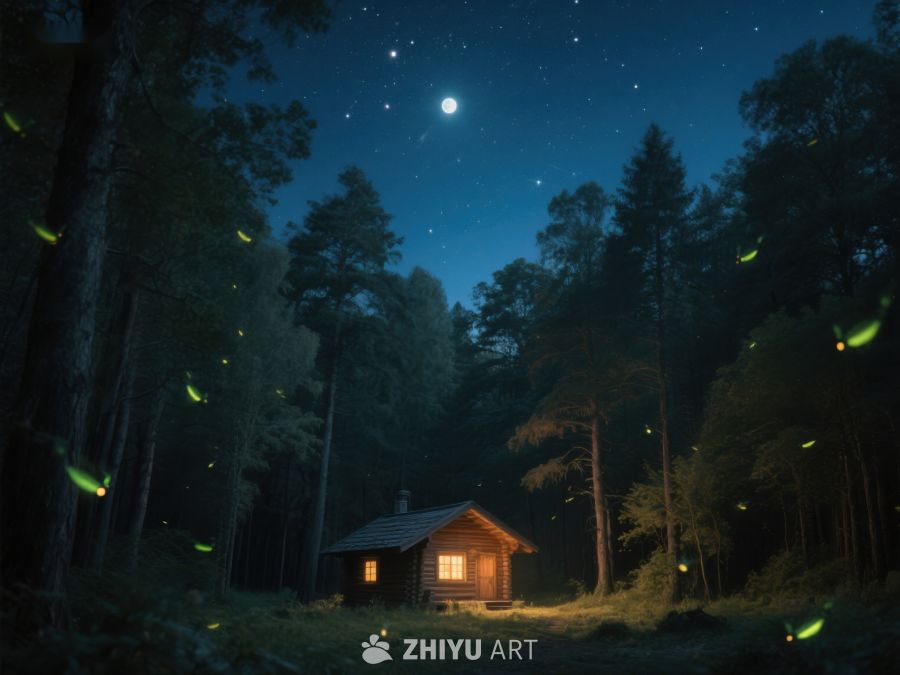 夜空下的森林小屋 367