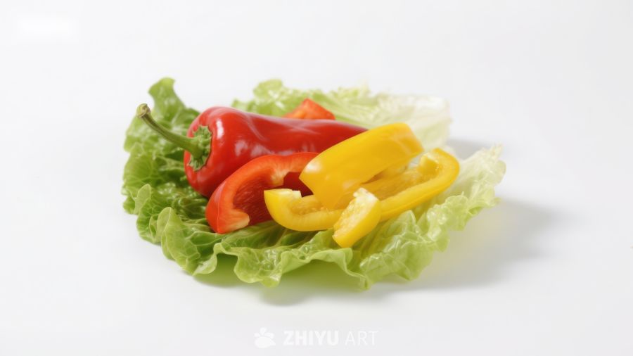 彩椒与生菜的静物组合