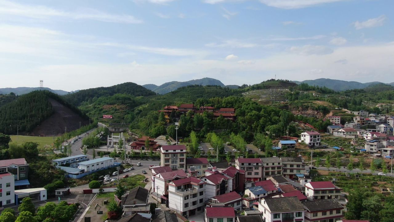 湖南新晃侗族自治县城市风光旅游景区航拍 
