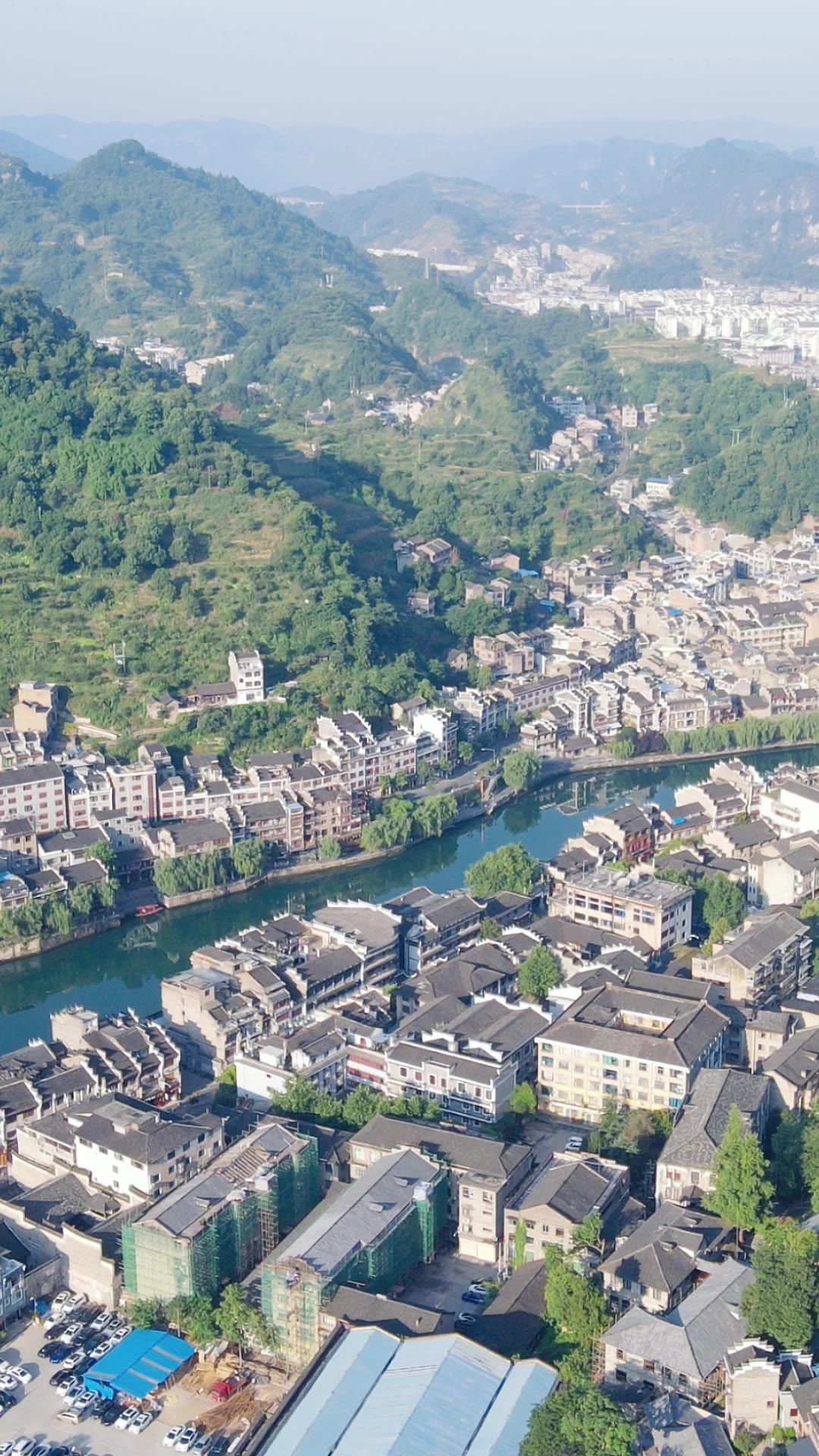 旅游景区贵州真元古镇舞阳河竖屏