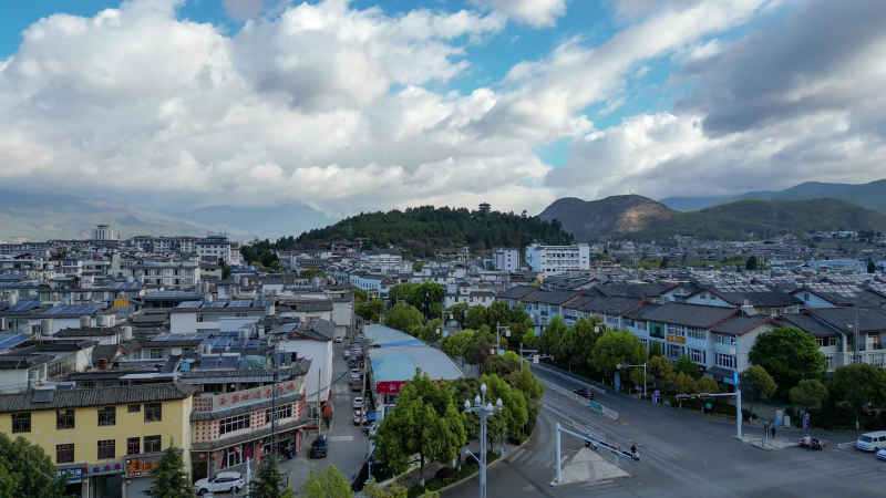 航拍 云南 丽江古城 狮子山景区