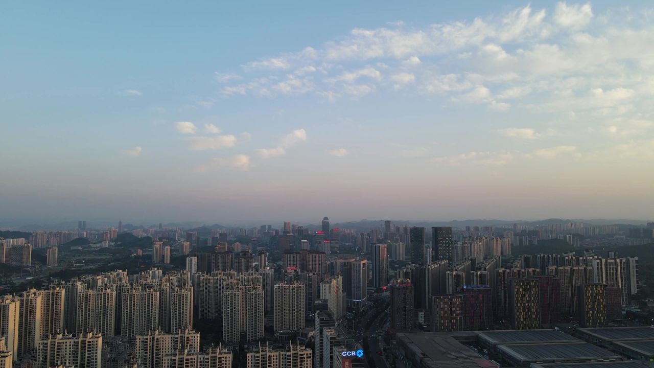 湖南岳阳城市风光航拍 