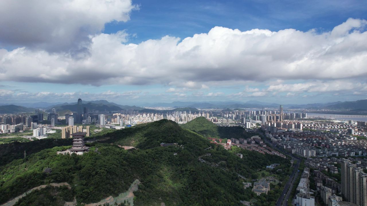 浙江台州白云阁地标建筑航拍